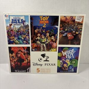 Disney Pixar Puzzle Set – 5 Puzzles: Monsters Inc, Cars, Toy Story & More